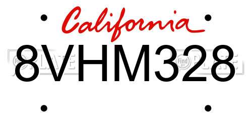 8VHM328 California License Plate