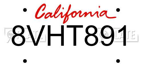 8VHT891 California License Plate
