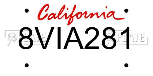8VIA281 California License Plate
