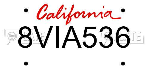 8VIA536 California License Plate