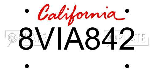 8VIA842 California License Plate