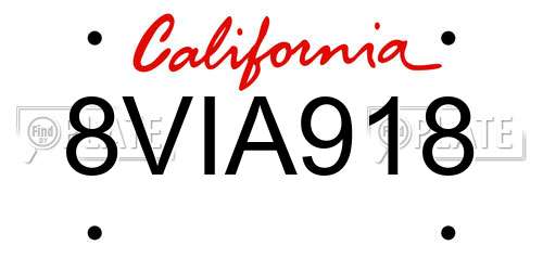 8VIA918 California License Plate