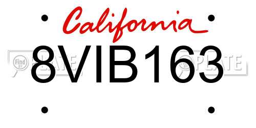 8VIB163 California License Plate