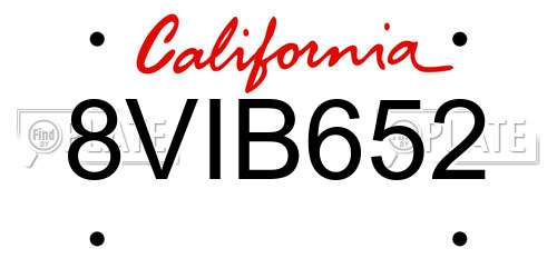8VIB652 California License Plate