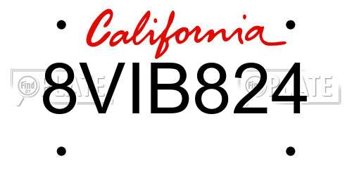 8VIB824 California License Plate
