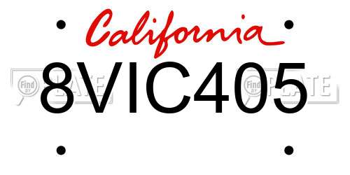 8VIC405 California License Plate