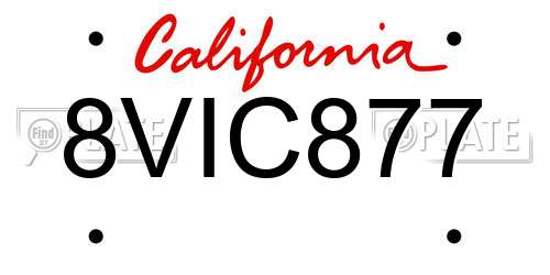8VIC877 California License Plate