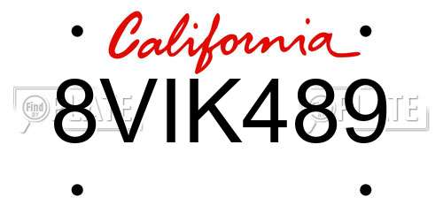 8VIK489 California License Plate