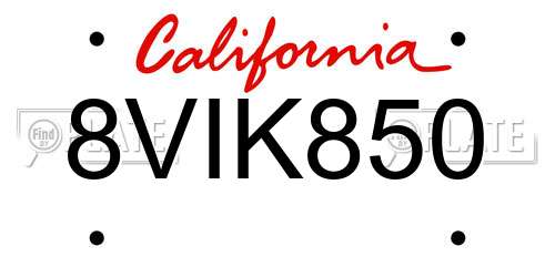 8VIK850 California License Plate