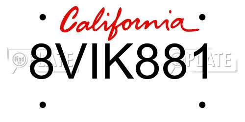 8VIK881 California License Plate