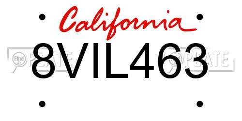 8VIL463 California License Plate