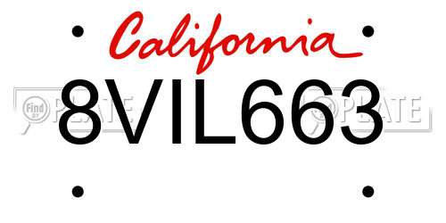 8VIL663 California License Plate