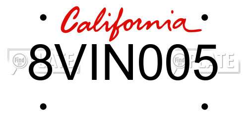 8VIN005 California License Plate