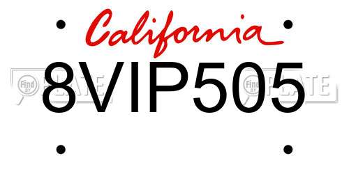 8VIP505 California License Plate