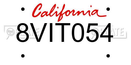8VIT054 California License Plate