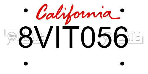 8VIT056 California License Plate