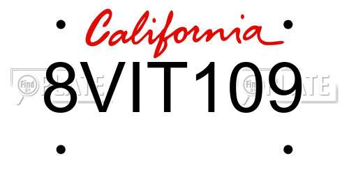 8VIT109 California License Plate