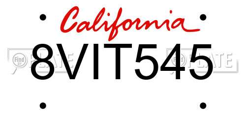 8VIT545 California License Plate