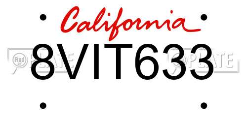 8VIT633 California License Plate