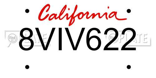 8VIV622 California License Plate