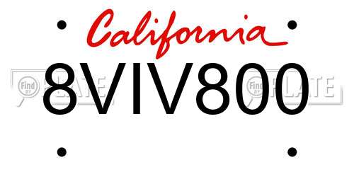 8VIV800 California License Plate