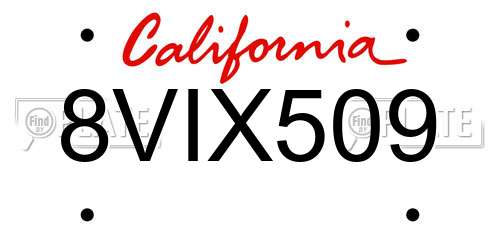 8VIX509 California License Plate