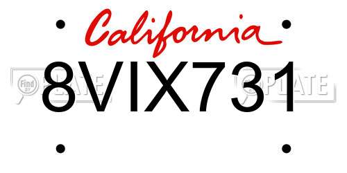 8VIX731 California License Plate