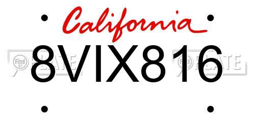 8VIX816 California License Plate
