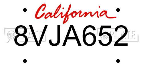 8VJA652 California License Plate