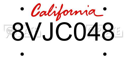 8VJC048 California License Plate