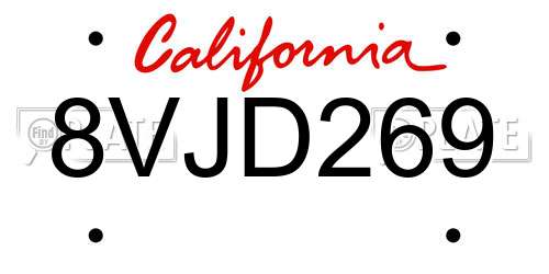 8VJD269 California License Plate