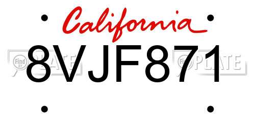 8VJF871 California License Plate