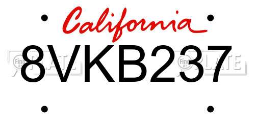 8VKB237 California License Plate