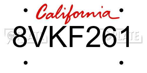 8VKF261 California License Plate