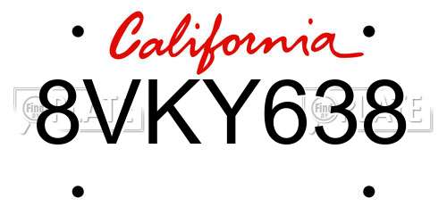 8VKY638 California License Plate