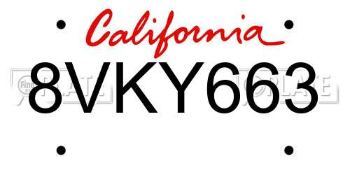 8VKY663 California License Plate