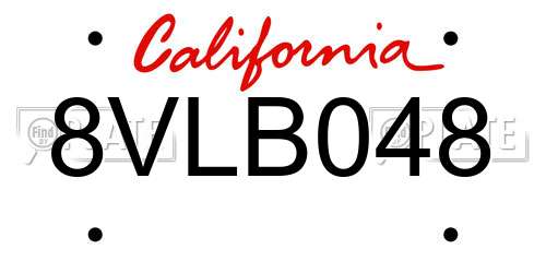 8VLB048 California License Plate