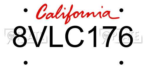 8VLC176 California License Plate