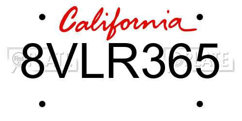 8VLR365 California License Plate
