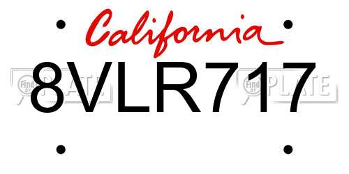 8VLR717 California License Plate