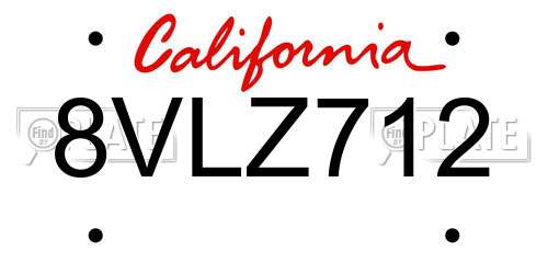8VLZ712 California License Plate