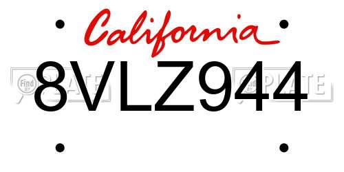 8VLZ944 California License Plate