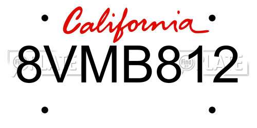 8VMB812 California License Plate