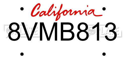8VMB813 California License Plate
