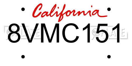 8VMC151 California License Plate