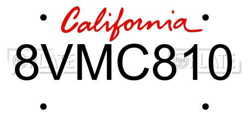 8VMC810 California License Plate