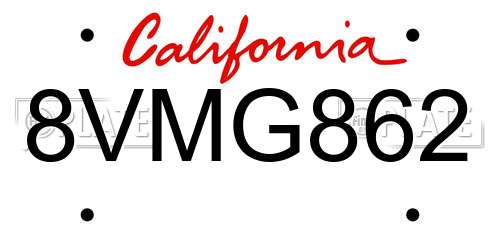 8VMG862 California License Plate