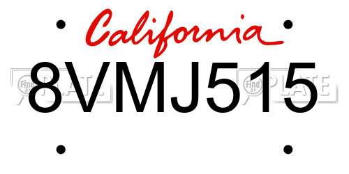 8VMJ515 California License Plate