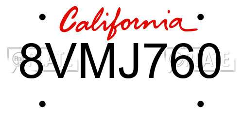 8VMJ760 California License Plate