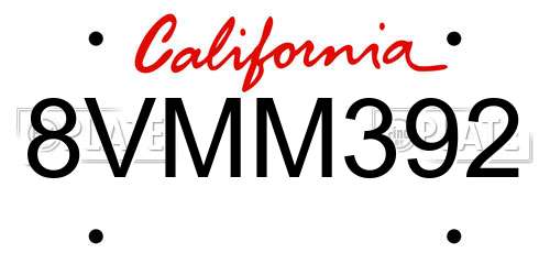 8VMM392 California License Plate